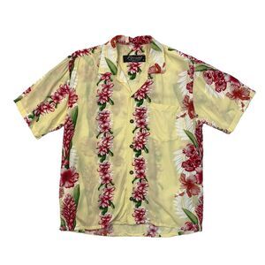 Favant Shirt Mens S Small Daffodil Floral Lei Hawaiian Short Sleeve Rayon